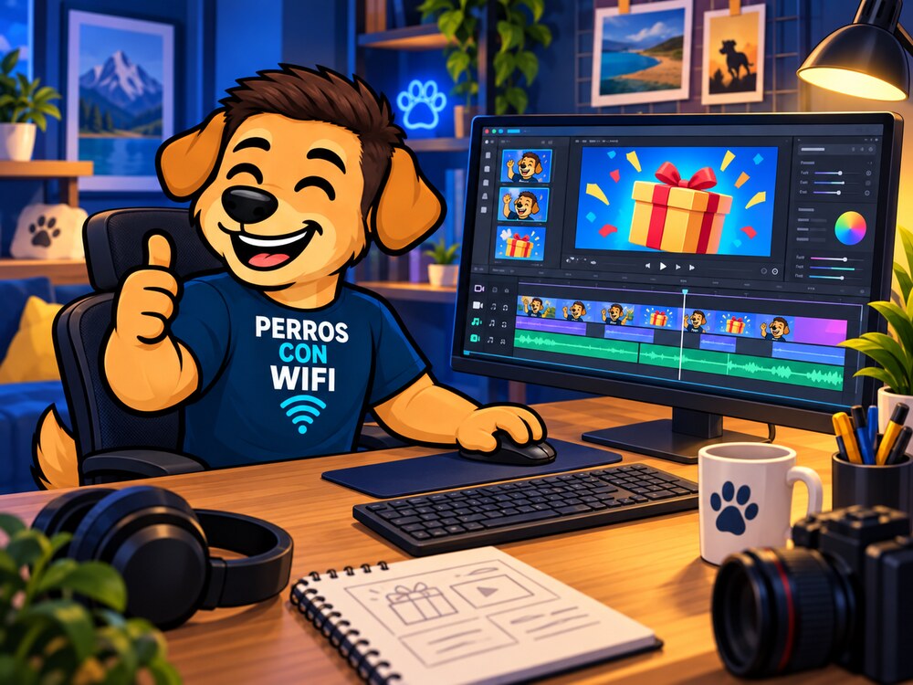 Perro de Don Concurso editando un video promocional