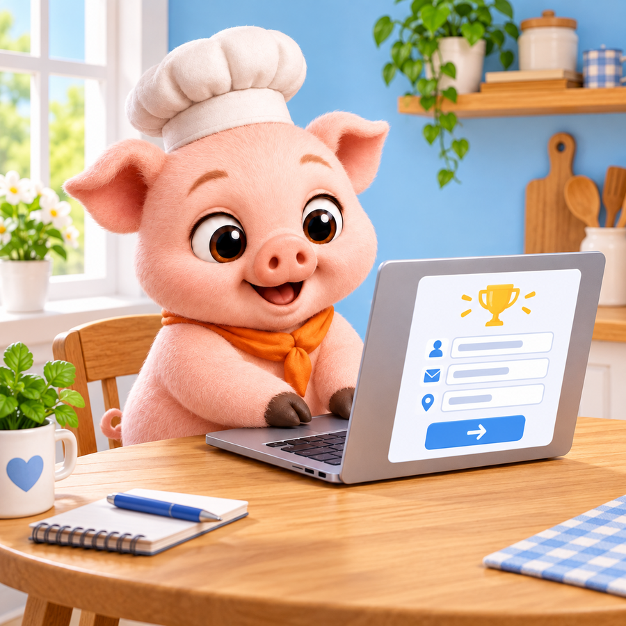 Chanchef inscribiéndose en el concurso desde su computador