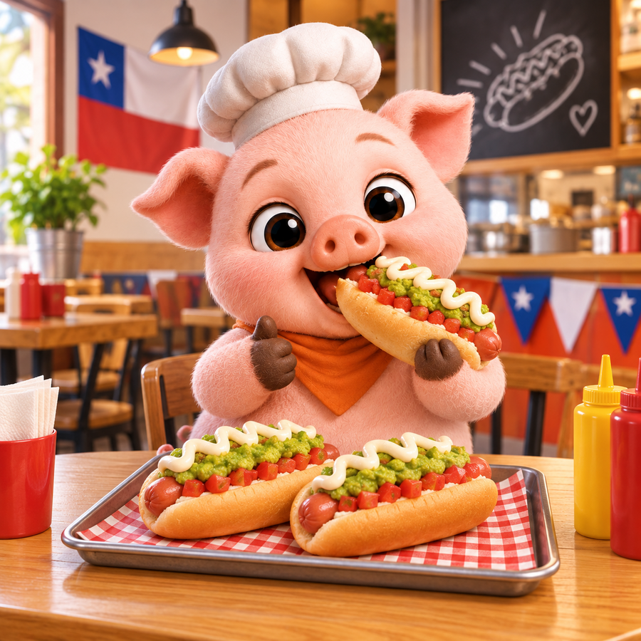 Chanchef disfrutando su premio de completos