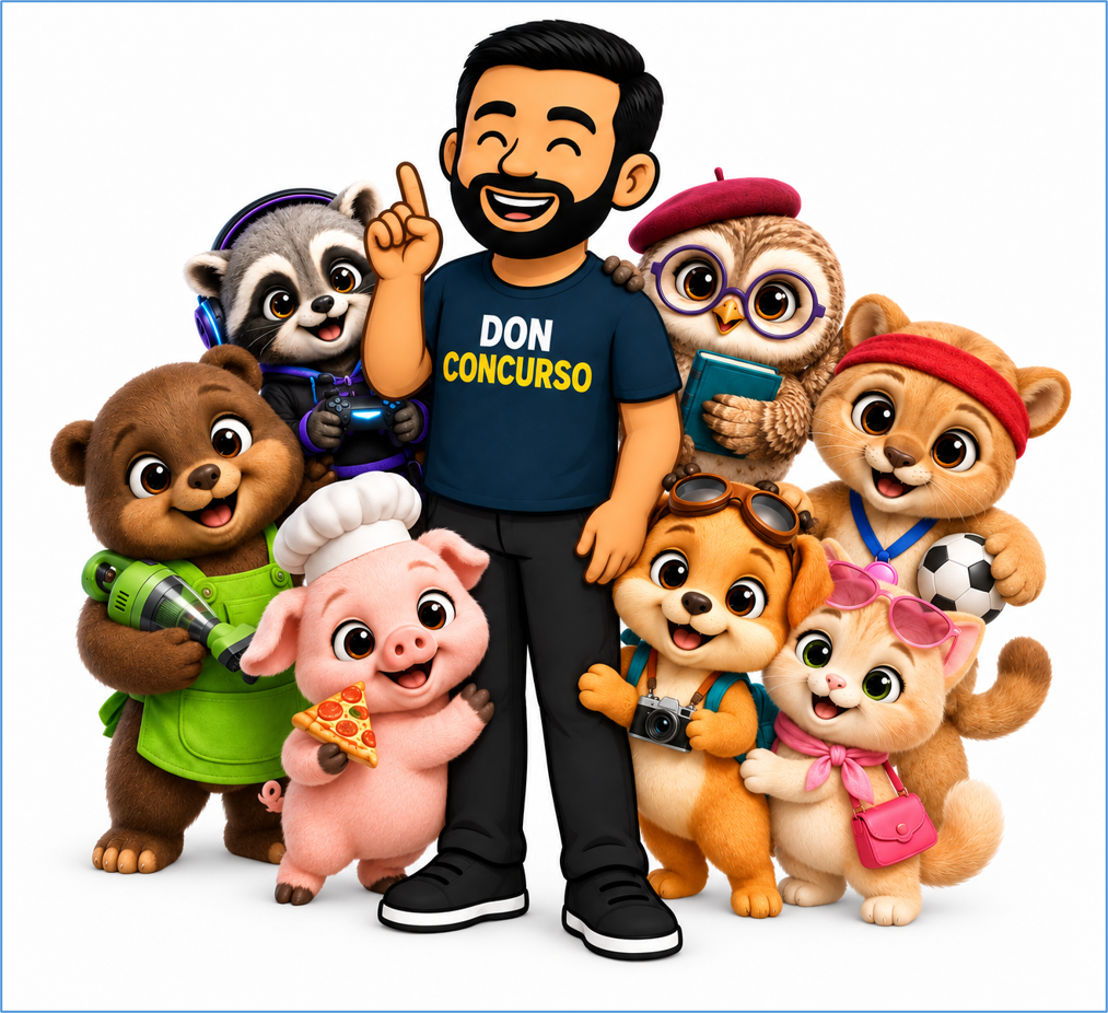 Don Concurso junto a sus siete mascotas